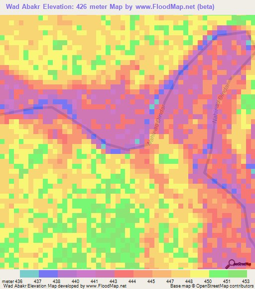 Wad Abakr,Sudan Elevation Map