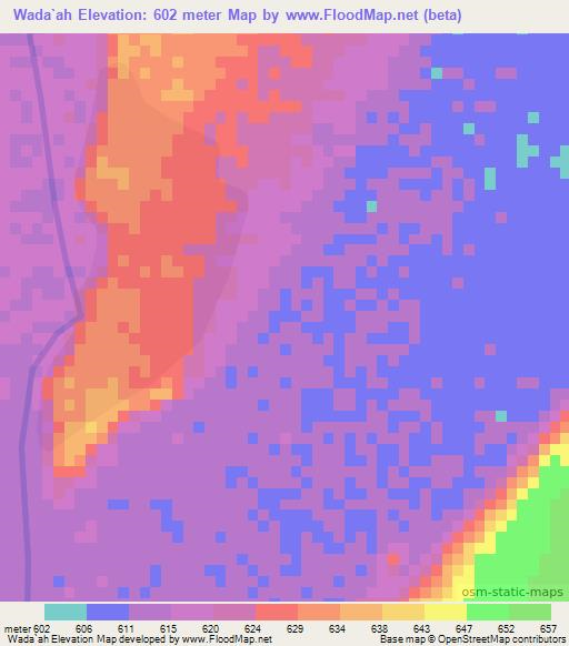Wada`ah,Sudan Elevation Map