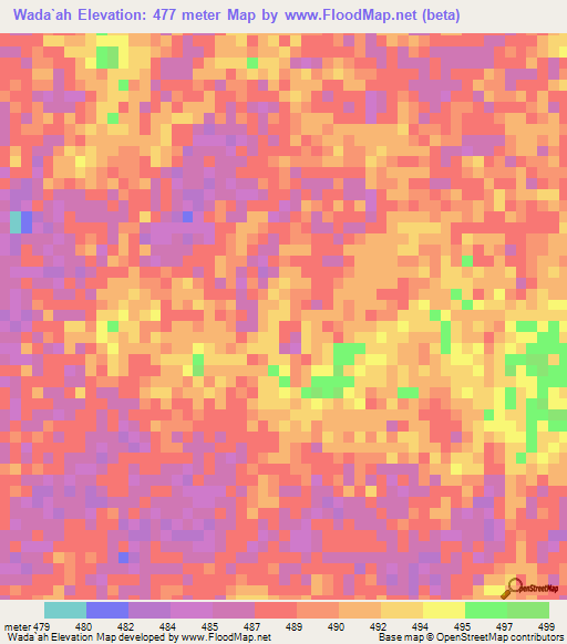 Wada`ah,Sudan Elevation Map