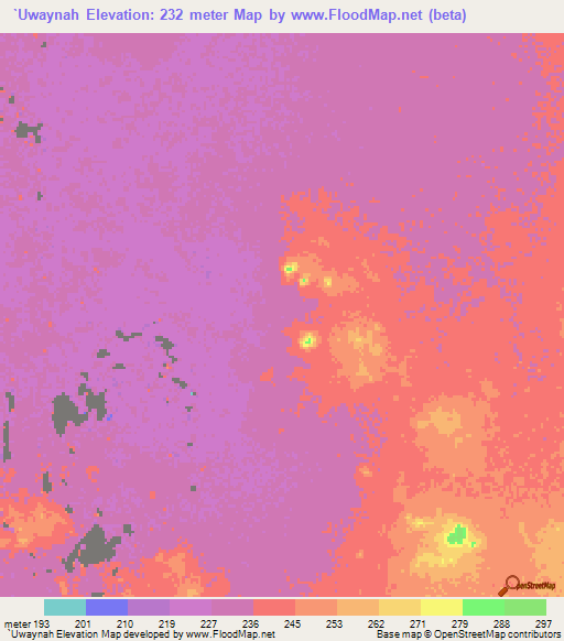 `Uwaynah,Sudan Elevation Map