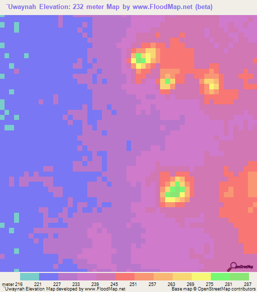 `Uwaynah,Sudan Elevation Map