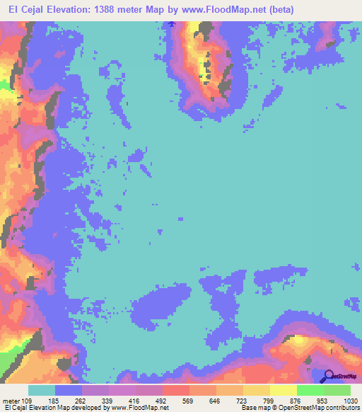 El Cejal,Venezuela Elevation Map