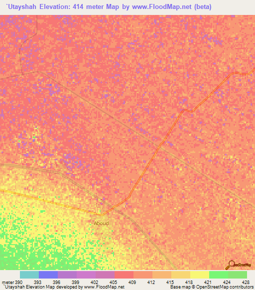 `Utayshah,Sudan Elevation Map