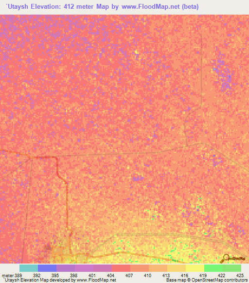 `Utaysh,Sudan Elevation Map