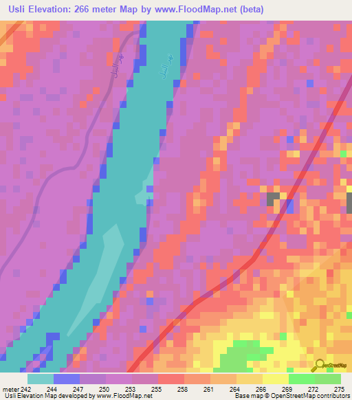 Usli,Sudan Elevation Map