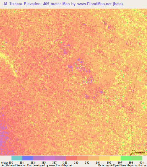 Al `Ushara,Sudan Elevation Map
