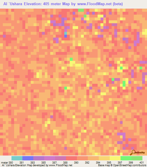 Al `Ushara,Sudan Elevation Map