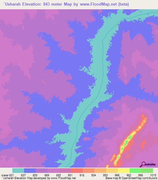 `Usharah,Sudan Elevation Map