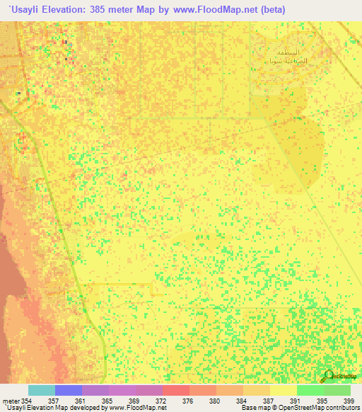`Usayli,Sudan Elevation Map