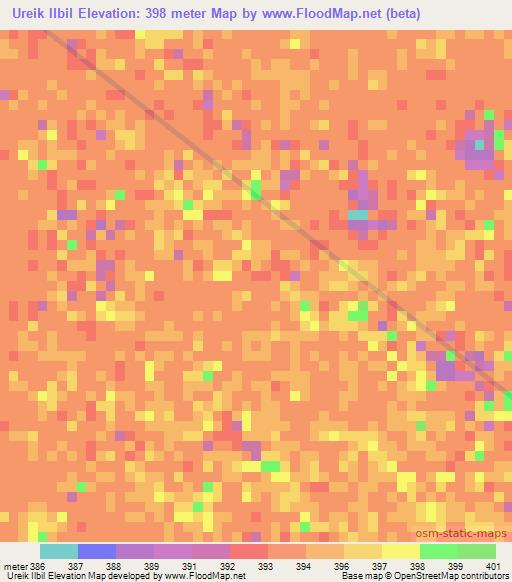 Ureik Ilbil,Sudan Elevation Map