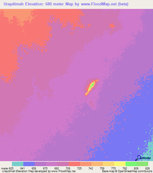 Uraydimah,Sudan Elevation Map