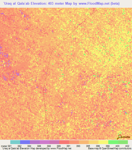 `Uraq al Qala`ab,Sudan Elevation Map