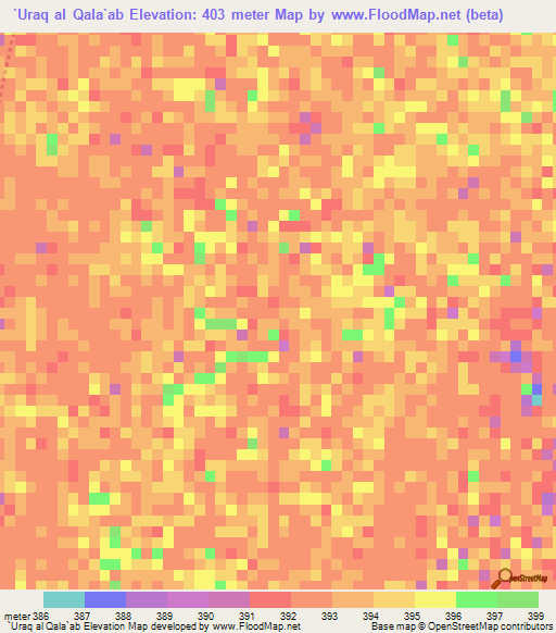 `Uraq al Qala`ab,Sudan Elevation Map