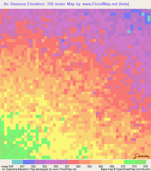 An Dassena,Sudan Elevation Map