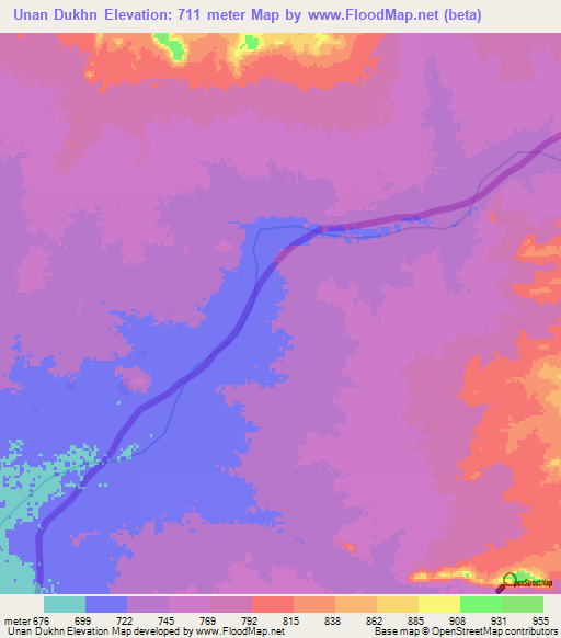 Unan Dukhn,Sudan Elevation Map