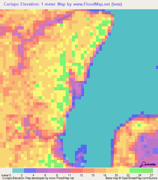 Curiapo,Venezuela Elevation Map