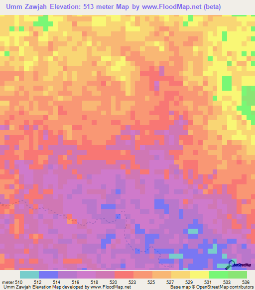 Umm Zawjah,Sudan Elevation Map