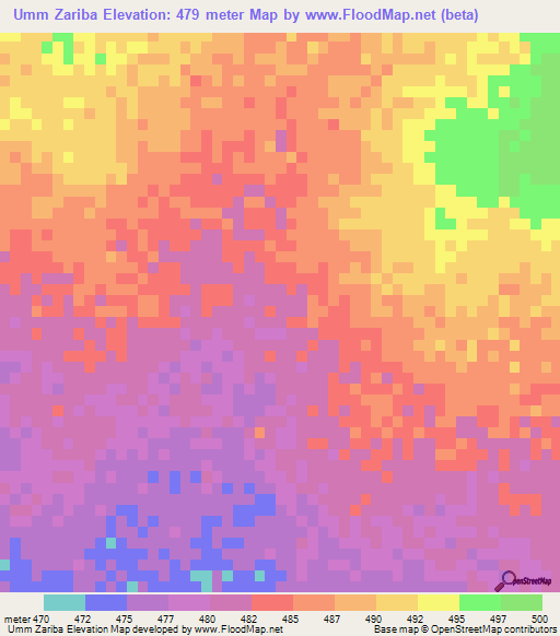 Umm Zariba,Sudan Elevation Map
