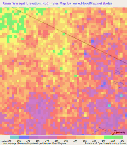 Umm Waraqat,Sudan Elevation Map
