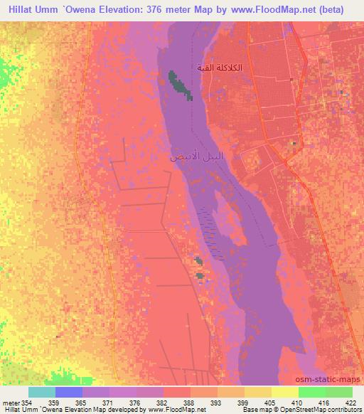 Hillat Umm `Owena,Sudan Elevation Map