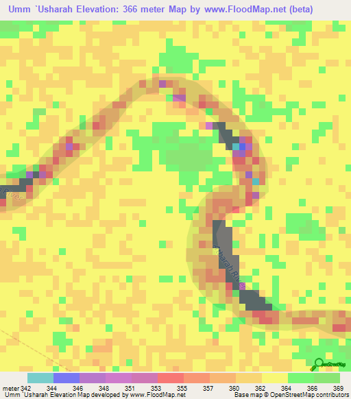 Umm `Usharah,Sudan Elevation Map