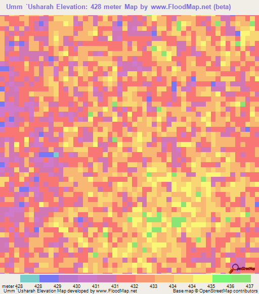 Umm `Usharah,Sudan Elevation Map