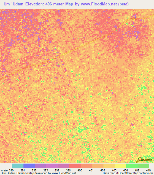 Um `Udam,Sudan Elevation Map
