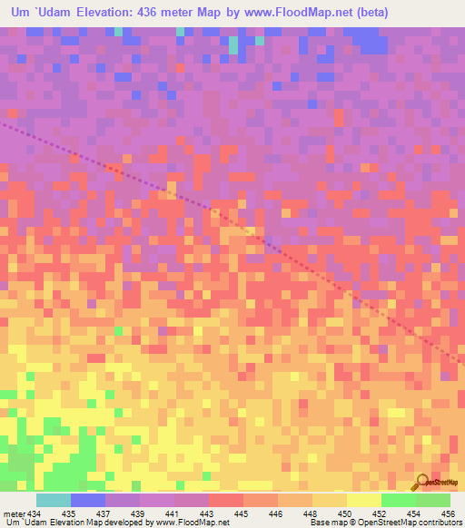 Um `Udam,Sudan Elevation Map
