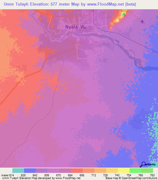 Umm Tulayh,Sudan Elevation Map