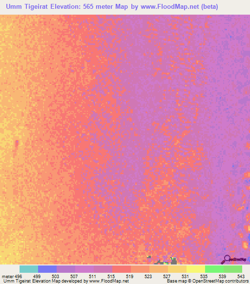 Umm Tigeirat,Sudan Elevation Map