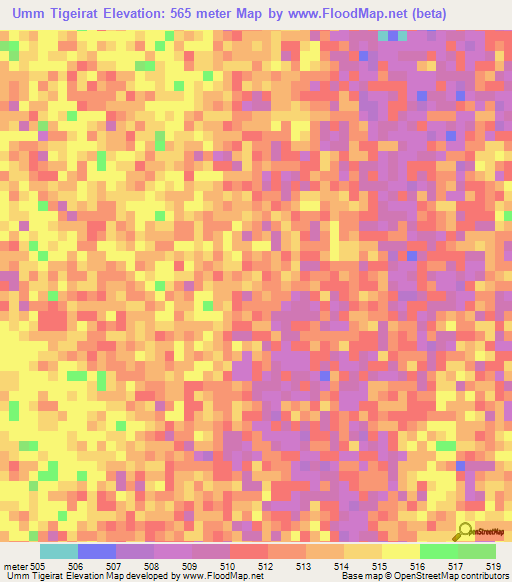 Umm Tigeirat,Sudan Elevation Map