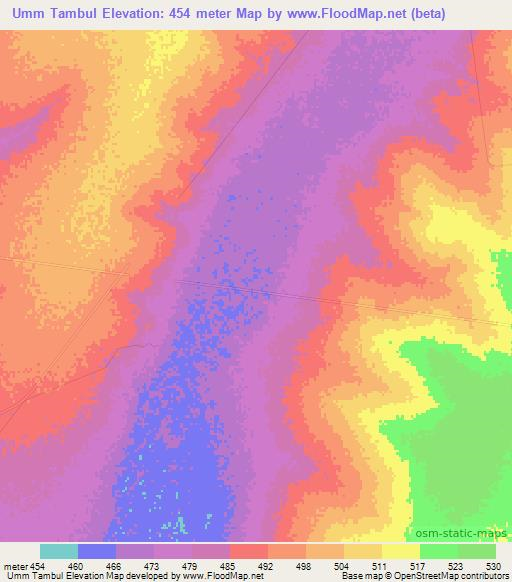 Umm Tambul,Sudan Elevation Map