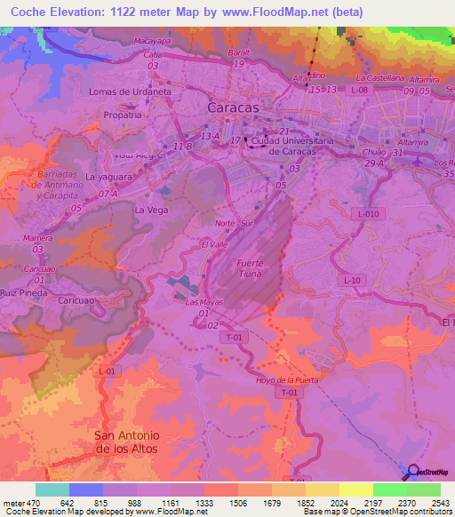Coche,Venezuela Elevation Map