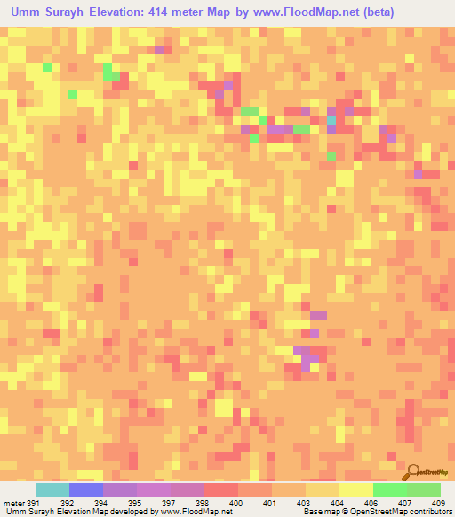Umm Surayh,Sudan Elevation Map