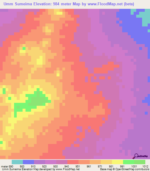 Umm Sumeima,Sudan Elevation Map