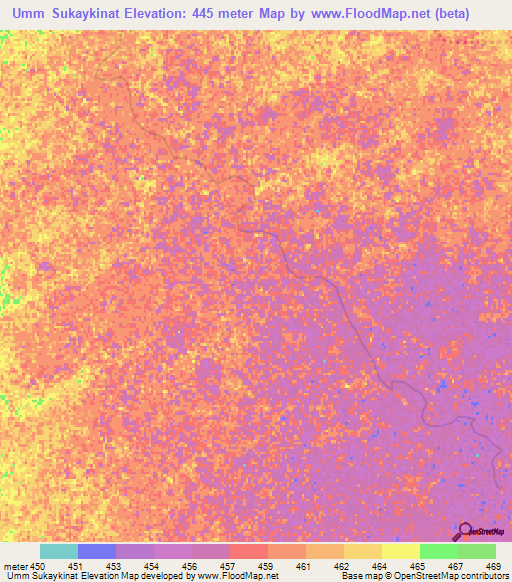 Umm Sukaykinat,Sudan Elevation Map
