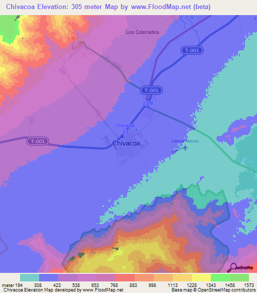 Chivacoa,Venezuela Elevation Map