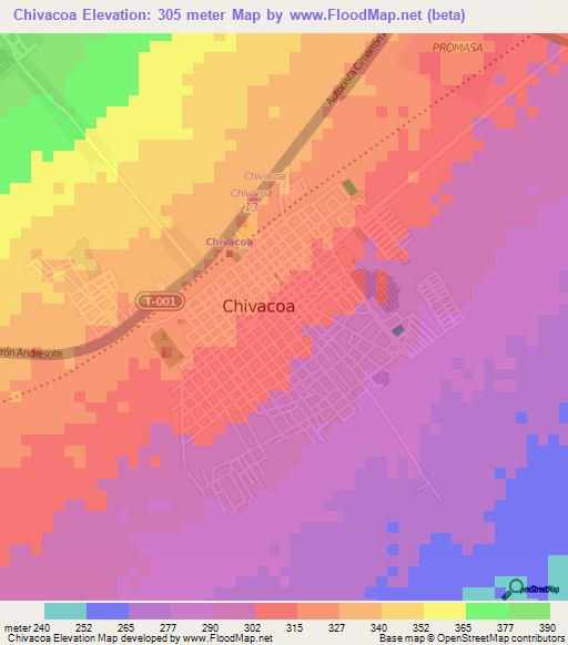 Chivacoa,Venezuela Elevation Map