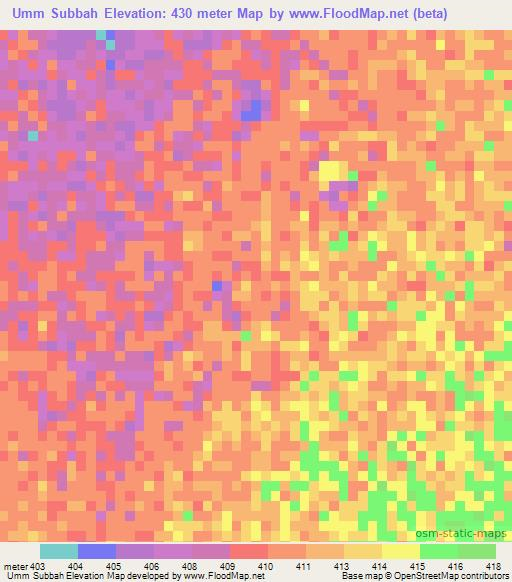 Umm Subbah,Sudan Elevation Map