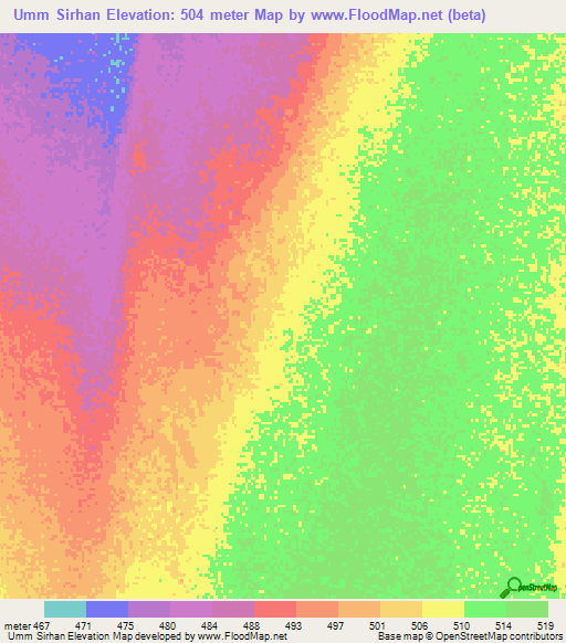 Umm Sirhan,Sudan Elevation Map