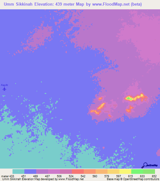 Umm Sikkinah,Sudan Elevation Map
