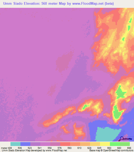 Umm Siado,Sudan Elevation Map