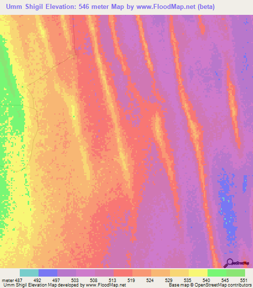 Umm Shigil,Sudan Elevation Map