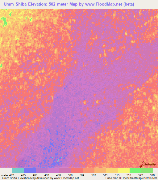 Umm Shiba,Sudan Elevation Map