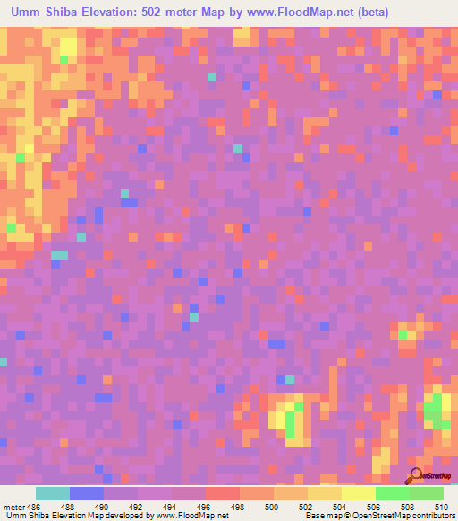 Umm Shiba,Sudan Elevation Map