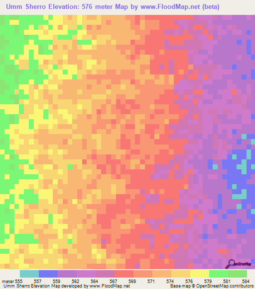 Umm Sherro,Sudan Elevation Map