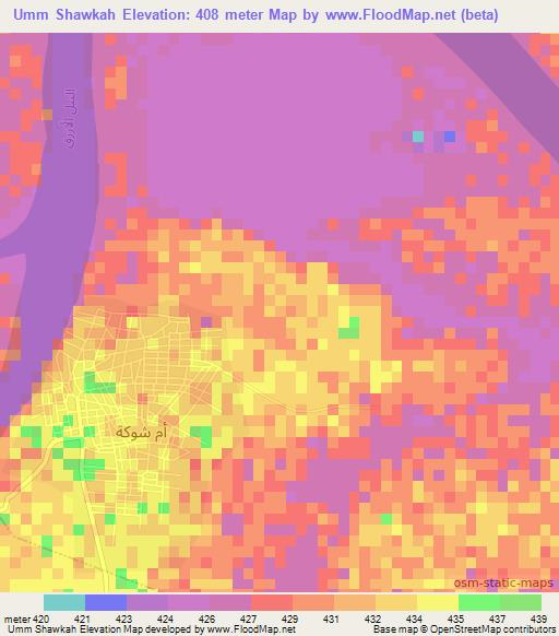 Umm Shawkah,Sudan Elevation Map