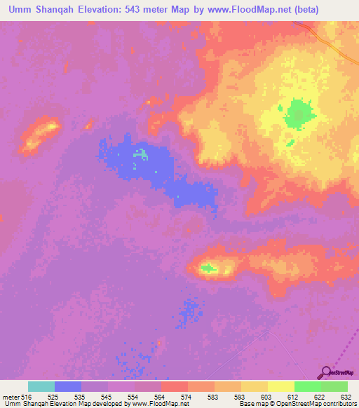Umm Shanqah,Sudan Elevation Map