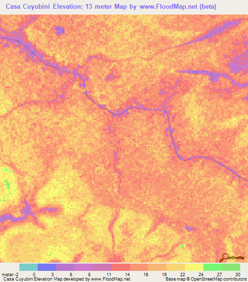 Casa Cuyubini,Venezuela Elevation Map