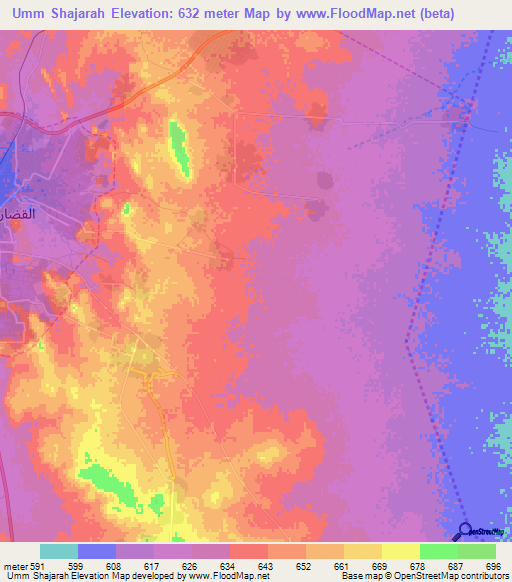 Umm Shajarah,Sudan Elevation Map